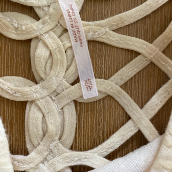 Free People jacquard knit cottagecore peplum top - cream - size xs - Picture 9 of 16